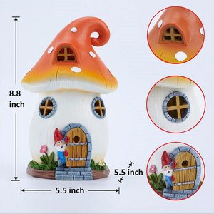 Scultura in Resina di Alta Qualità del Nano e la Sua Casa di Funghi, Decorazione per Casa e Giardino - Product Image 6
