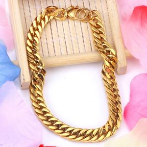 <b>Cheap</b> Price Unisex Jewelry Chunky 18K PVD Gold Plated Hand <b>Bracelet</b> for <b>Men</b> 7mm Cuban Link <b>Bracelet</b> Waterproof <b>Bracelet</b> <b>Men</b> - Product Image 4