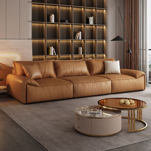 Sofá Modular de Lujo Moderno para Sala de Estar, Diseño en Cuero de 2-3 Plazas, Estilo Relajado en Forma de L - Product Image 1