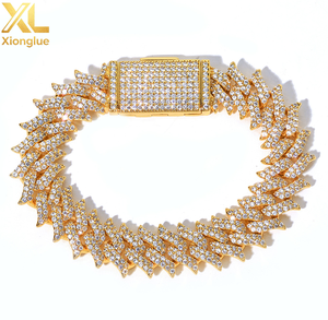 15mm 2 Rows Cuban <b>Chain</b> Link Bracelet Gold Plated Brass Iced Out CZ Zircon Cubic Zirconia Hip Hop Custom - Product Image 3