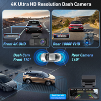 Mini caméra embarquée 4K 3,2 pouces à double objectif avec vision nocturne, surveillance GPS, Wi-Fi 5G, capteur G, enregistrement en boucle et enregistreur vidéo