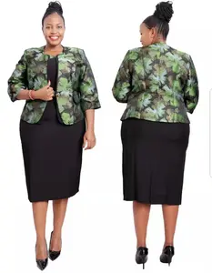 Formal turkey jacket dresses women lady suit Plus size two piece set women clothing for church