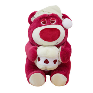 Peluche Orsetto Fragola Cartoon, Bambola Orsetto Unisex Antistress, Cuscino Morbidissimo in Cotone PP Lavabile per Dormire - Product Image 5