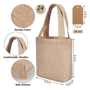 Plain Jute Tote Bags Set with Kraft <b>Tags</b> | Reusable Burlap Shopping Bags with Handles for <b>Gift</b> Packaging & Craft Use - Product Image 4