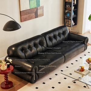 Sofá de azúcar negro con estilo italiano antiguo minimalista pequeño apartamento Hotel, apartamento, casa de familia, sofá negro famoso en Internet - Product Image 4