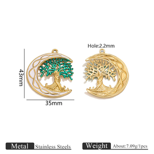 Colgante de Árbol de la Vida <span class=keywords><strong>Celta</strong></span> de Acero Inoxidable Esmaltado, Árbol Lunar, Mitología Nórdica, Árbol del Mundo, Nudo <span class=keywords><strong>Celta</strong></span>, Joyería Celestial - Product Image 5