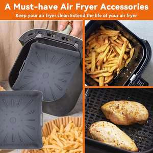 Revêtements en silicone réutilisables faciles à utiliser, de qualité alimentaire, avec trous pour friteuse à air et accessoires de cuisson - Product Image 4