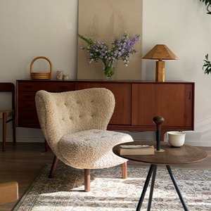 Poltrona Moderna Stile Little <span class=keywords><strong>Petra</strong></span> in Shearling, con Schienale Curvo e Imbottito, Comoda e Imbottita, con Gambe in Legno Massello, per Casa e Ufficio - Product Image 2