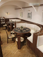 Ensemble de tables et chaises modulaires de luxe pour restaurant commercial, design français OEM, pour cafétéria, traiteur, mariage, banquet