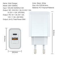 Cargador de Pared Rápido GaN de 35W con Doble Puerto USB A+C, Enchufe KR, para Teléfono Móvil, Adaptador de Viaje para Carga Rápida de Tabletas
