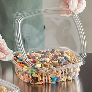 Clear Hinged Lid Deli Container 8oz 12oz 16oz 24oz 32oz 48oz Disposable PET Plastic Clamshell Delicatessen Boxes with Clear Lids