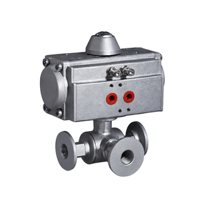 COVNA Urgent Order 3 Way Pneumatic Valve DN40 L Port Pneumatic Actuated SS316 Sanitary Ball Valve with <b>Tri</b>-<b>Clamp</b>, Single Acting - Product Image 2