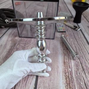 Usine personnalisée, double narguilé acrylique en verre portable avec lumière laser, - Product Image 5