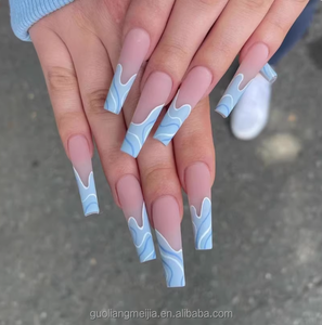 <span class=keywords><strong>Uñas</strong></span> Postizas Hechas a Mano, Largas, Forma Ataúd, <span class=keywords><strong>Negras</strong></span> <span class=keywords><strong>Mate</strong></span>, con Diseño de Copos de Nieve Blancos y Puntos, <span class=keywords><strong>Uñas</strong></span> Acrílicas para Mujer - Product Image 6