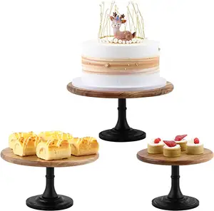 Présentoir à gâteaux de serveur en bois rond, présentoir à gâteaux, plateau d'exposition de desserts et de cupcakes, présentoirs à gâteaux