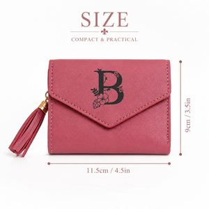 Portefeuille en cuir multi-fentes pour femmes, porte-monnaie et porte-cartes personnalisés avec monogramme gravé, petite pochette portable pour cartes - Product Image 3