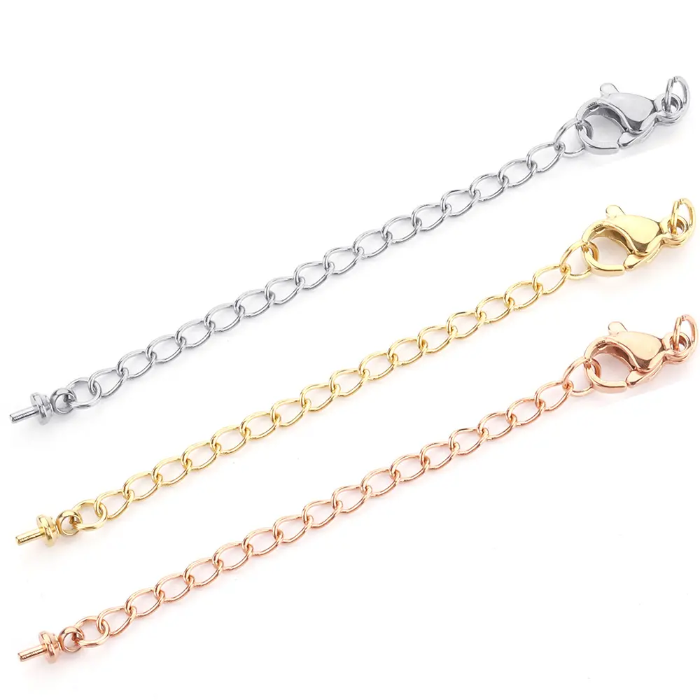Extending Chain Stainless steel Bracelet necklace extender growth chain with tags for jewelry making