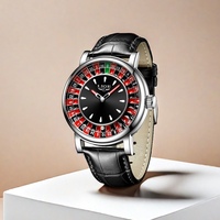 Montre à quartz pour homme LIGE 89161, design créatif de roulette, style casino, 2 options de bracelet, étanche, montre de luxe pour homme, cadeau