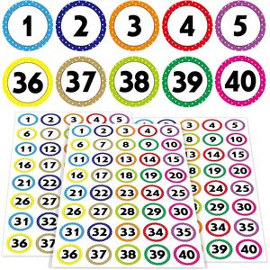 Etiquetas numeradas 1-40 <span class=keywords><strong>con</strong></span> puntos, impermeables/resistentes al aceite/resistentes a desgarros, etiquetas numeradas extraíbles, adecuadas para cajas de almacenamiento - Product Image 1