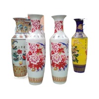 Große Jingdezhen Keramik Boden-Vase Gold-Jade mit Transparenter und Matter Glasur für Wohnzimmer Dekoration