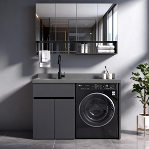 Mueble de Baño Moderno con Encimera de Cuarzo y Gabinete de Aluminio, Apto para Hoteles, Impermeable y Duradero - Product Image 1