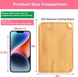 Petite planche à découper rectangulaire en bois d'acacia 9 pouces, taille personnalisable, rainure pour le jus - Product Image 2