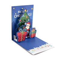 Tarjeta de Felicitación Navideña 3D Pop-up Personalizada con Santa Claus y Sobre Troquelado para Regalo de Año Nuevo