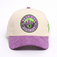 Casquette de baseball structurée en suède personnalisée, style streetwear, en coton, bicolore, avec logo brodé