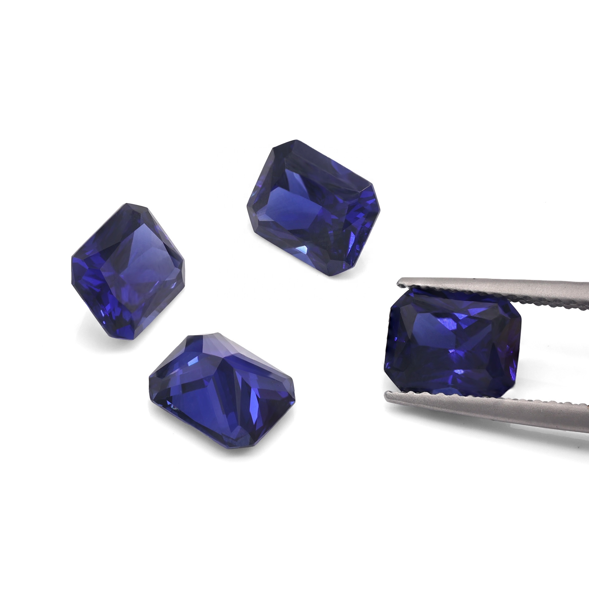 Penjualan Terbaik Lab Radiant Cut dibuat batu permata 7*9mm biru bersinar safir Lab tumbuh safir