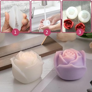 Moule <span class=keywords><strong>en</strong></span> silicone 3D <span class=keywords><strong>en</strong></span> forme de rose <span class=keywords><strong>pour</strong></span> la fabrication de bougies, de <span class=keywords><strong>savon</strong></span>, de chocolat, de fondant, de pâtisserie DIY, résistant à la chaleur, écologique, flexible, antiadhésif - Product Image 3