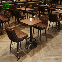Meubles de restaurant de luxe modernes, tabourets de bar en métal, table et chaises en bois massif en cuir nordique pour bar, boîte de nuit