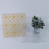 Verre céramique durable imprimé à l'écran avec motif floral géométrique jaune pour les intérieurs commerciaux et résidentiels
