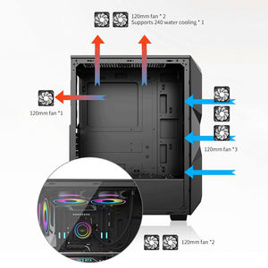 Lovingcool Venta caliente <span class=keywords><strong>Case</strong></span> <span class=keywords><strong>Para</strong></span> <span class=keywords><strong>PC</strong></span> <span class=keywords><strong>Gamer</strong></span> Gabinete Mid Tower Vidrio templado ATX Micro-ATX ITX Gaming <span class=keywords><strong>PC</strong></span> Gabinete con ventiladores - Product Image 2