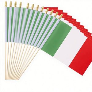 Bandera de Coche Miniatura de Poliéster Duradero con Asta de Madera, Diseño Italia, 5x8 Pulgadas - Product Image 3