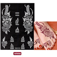 Autocollants de tatouage de mandala rouge brunâtre personnalisés-Art corporel sexy pour femmes, henné temporaire pour les mains et les doigts