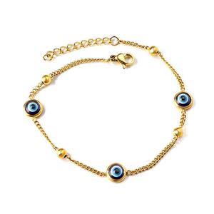 Custom 18k Gold Plated Steel Ball Stainless Steel Minimalist Blue Eyes <b>Best</b> <b>Friend</b> Friendship Men <b>Bracelet</b> - Product Image 1