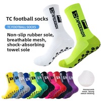 Chaussettes de football pour hommes à semelle épaisse en tissu éponge, antidérapantes avec points en silicone, absorbant la transpiration, amortissantes, anti-odeur, pour l'entraînement et le sport