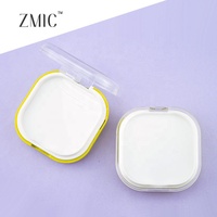 Boîtier vide carré à 2 couches pour poudre pressée, emballage compact de maquillage en plastique, palette de blush et de contour avec couvercle transparent, palette de poudre à sourcils
