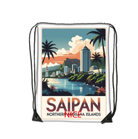 Sac à cordon de serrage compact avec motif Saipan Splash, design personnalisé, pour le jogging, le camping, les pique-niques et comme option de cadeau d'anniversaire