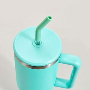 Mug de voyage isotherme en acier inoxydable 40 oz avec logo personnalisé, gobelet à café 40 oz bleu sarcelle avec poignée - Product Image 3