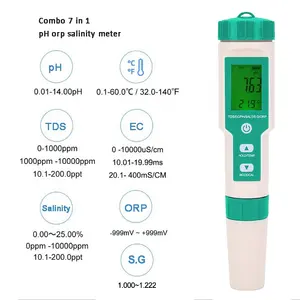 Измеритель Качества Воды, прибор для измерения pH, ОВП, минерализации соли, 7 в 1