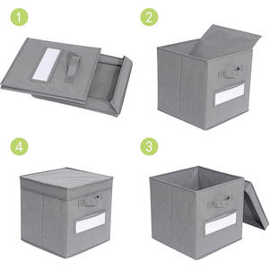 घर या कार्यालय के लिए कवर संगठन के साथ फोल्डेबल गैर-बुना कपड़े भंडारण क्यूब बॉक्स - Product Image 5