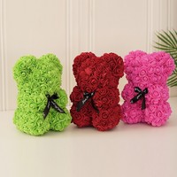 DIY 25 cm Teddy-Rosenbär-Box Künstliche PE-Blumen Mehrfarbig Weihnachten Valentinstag Muttertag Neujahr Erntedankfest