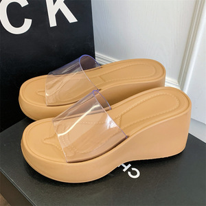 Sandali con <span class=keywords><strong>Tacco</strong></span> <span class=keywords><strong>Alto</strong></span> e Plateau Trasparenti alla Moda Coreana, Nuova Collezione Primavera-Estate, Scarpe Aperte sul Davanti per Donna - Product Image 3