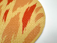 Set de table rond tissé à motifs abstraits, orange, rouge, jaune, résistant à la chaleur, antidérapant, lavable, pour la décoration d'automne