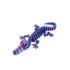 Modelo de Cráneo de Cocodrilo Articulado Impreso en 3D, Degradado Azul Púrpura, Material PLA, Decoración de Escritorio Duradera, Juguete Antiestrés Feeron - Product Image 2