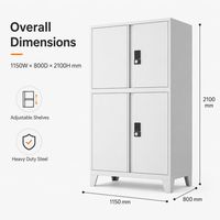 Gabinete de Acero Seguro de Cuatro Compartimentos con Doble Cerradura Electrónica por Contraseña, Recubrimiento en Polvo, Patas de Soporte Elevadas y Gran Capacidad de Almacenamiento