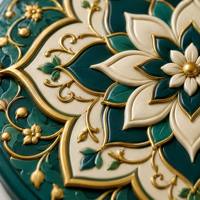 Pendentif de voiture musulman en résine UV personnalisée, motif mosquée 3D verte et dorée, croissant et étoile, article de présentation, calligraphie arabe, cadeau, vente en gros, OEM
