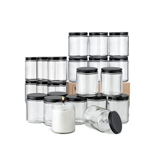 Factory Direct Stock Wholesale Empty Glass 250ml 8oz Clear Cylinder Candle Jars Black Metal <b>Lid</b> Christmas Home <b>Decor</b> - Product Image 1
