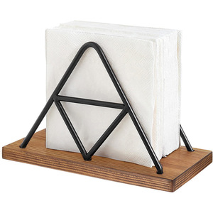 Porte-mouchoirs triangulaire simple en bois, porte-serviettes moderne de style chinois en acier inoxydable pour cafés et restaurants. - Product Image 3